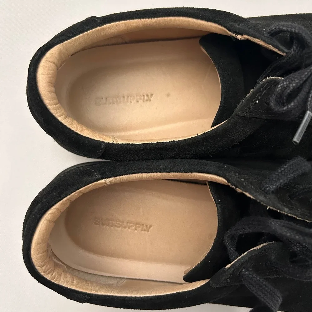 SuitSupply Shoes Mens 10‎ Black Suede Low Top Lace-Up Sneakers Dress Casual